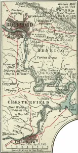 Karte von Richmond, um 1900 (Radierung).