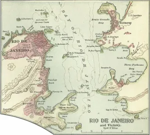 Old Fashioned Navigation Tools Drucke: Map of Rio De Janeiro, c.1900 (engraving)