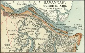 Karte von Savannah, um 1900 (Radierung).