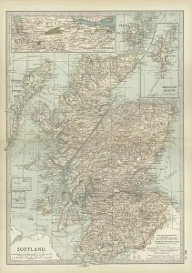 European Physical Geography Drucke: Map of Scotland, c.1900 (engraving)