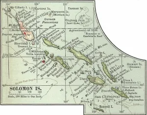 Old Fashioned Navigation Tools Drucke: Map of Solomon Islands, c.1900 (engraving)