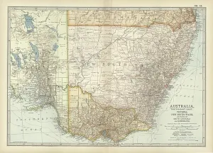 Old Maps Of Australia Drucke: Map of southeast Australia, c.1900 (engraving)