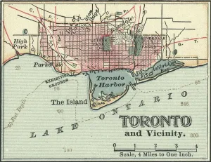 Karte von Toronto, um 1900 (Radierung).