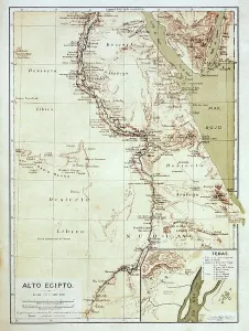 Old World Map Collection Drucke: Map of Upper Egypt in the late 19th century
