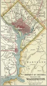 Old City Maps USA Drucke: Map of Washington DC, c.1900 (engraving)