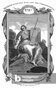 Ten Commandments Artwork Drucke: Moses with the tablets inscribed with the Ten Commandments