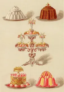 Food And Drink Illustrations Drucke: Moulded puddings