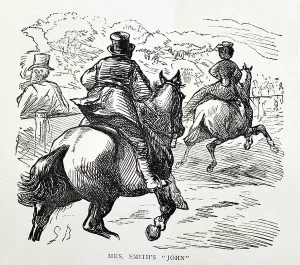 Horse Riding Couple Drucke: Mrs Smith's John, 1870
