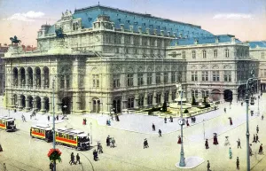 Historic Vienna Landmark Drucke: the Opera in Vienna, postcard in 1918