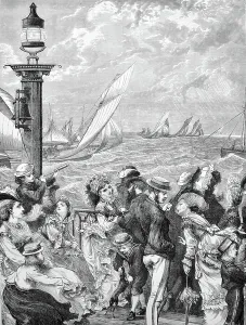 United Kingdom Coastal Scenery Drucke: On the Pier at Ryde, 1870