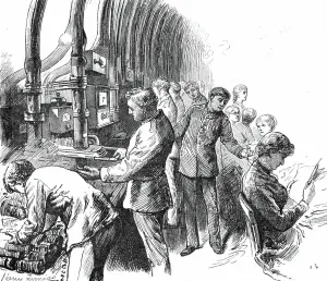 London Transportation History Drucke: Pneumatic tubes at the General Post Office, 1888
