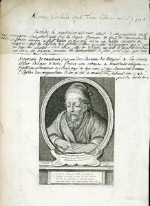 Ancient Greek Mathematician Drucke: Portrait of the mathematician Euclide, 18th century (engraving)