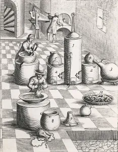 Industrial Equipment Illustration Drucke: Recovery of gold from amalgum