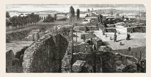 Übrig gebliebene Reste der Bibliotheca im Palast der Caesaren, dem Palatin in Rom, Italien um die späten 19. Jahrhundert. Aus italienischen Bildern von Rev. Samuel Manning, veröffentlicht c.1890