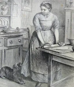 Traditional British Cuisine Drucke: Rolling Pastry, 1882 (engraving)