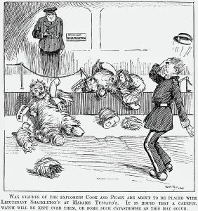 Early 20th Century Exploration History Drucke: Satirical drawing about the conquest of the North Pole, 1909 (engraving)