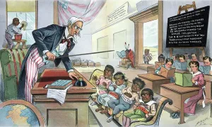 American Imperialism Cartoon Drucke: School Begins, 1899