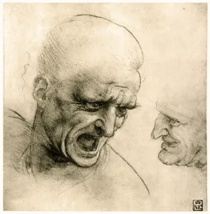 Italian Renaissance Art Study Drucke: Study for a warriors head, 1504-1505 (drawing)