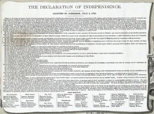 American Revolution Documents Drucke: Text of the Declaration of Independence, 1776