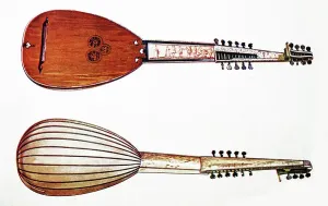 Baroque Music Instrument Drucke: Theorbo, 1888
