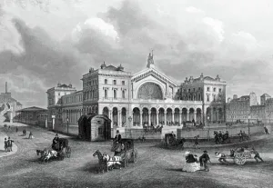 Parisian Urban Landscape Drucke: View of the Eastern railway station in Paris, engraving c. 1860