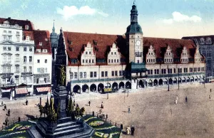 Vintage Germany Photography Drucke: view of town hall in Leipzig in Germany c. 1910-1920, postcard