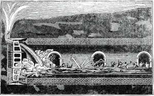 Isambard Kingdom Brunel Engineer Drucke: Water breaking through during excavation of Thames Tunnel