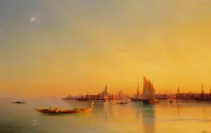 Venedig vom Lagunen bei Sonnenuntergang