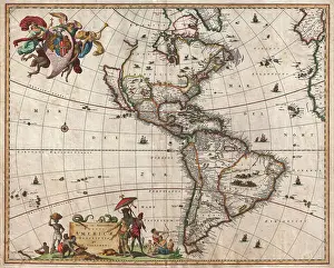 Verwandte Bilder Drucke: 1658, Karte von Visscher über Nordamerika und Südamerika