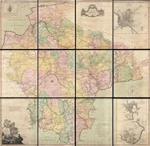 Old World Navigation Charts Drucke: 1765, Benjamin Donn Wall Map of Devonshire and Exeter, England, topography, cartography