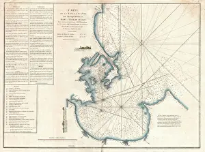 Old World Map Collection Drucke: 1775, Mannevillette Map of Trincomalee, Ceylon or Sri Lanka, topography, cartography