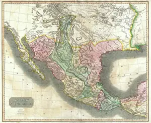 Old Atlas Maps Drucke: 1814, Thomson Map of Mexico and Texas, John Thomson, 1777 - 1840, was a Scottish