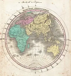 Eastern Hemisphere Map Drucke: 1827, Finley Map of the Eastern Hemisphere, Asia, Australia, Europe, Africa, Anthony