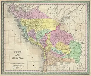 Old World Geography Map Drucke: 1850, Mitchell Map of Peru and Bolivia, topography, cartography, geography, land