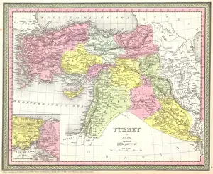 Old World Map Collection Drucke: 1850, Mitchell, Mitchell Map of Turkey in Asia, topography, cartography, geography