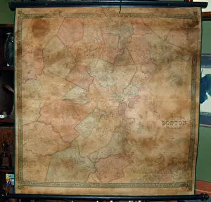 1852, Shields Wall Karte von Boston und Umgebung, Topographie, Kartografie, Geographie