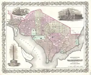 Rare Antique Maps Online Drucke: 1855, Colton Plan or Map of Washington D. C. topography, cartography, geography, land