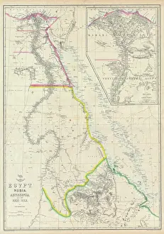 Ancient Geography Illustrations Drucke: 1858, Dispatch Atlas Map of Egypt