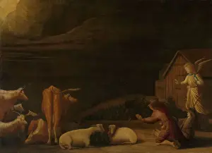 Annunciation To The Shepherds Drucke: Annunciation Shepherds Two shepherds kneeling