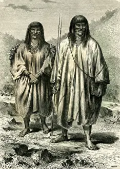 Antique Engraving Art Drucke: Antis Indians, 1869, Peru