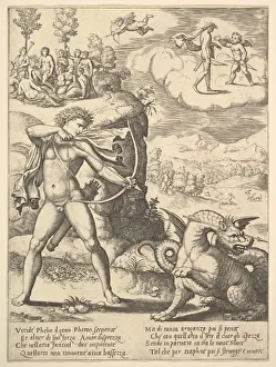 Apollo standing left shooting python arrow left