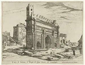 Triumphal Arch Rome Drucke: Arch of Septimius Severus and the Capitol, William of Nieulandt II, 1606-1628