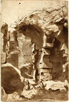 Colosseum Ruins Drucke: Attributed to Jan Asselijn, Dutch (c. 1610-1652), The Ruins of the Colosseum, pen