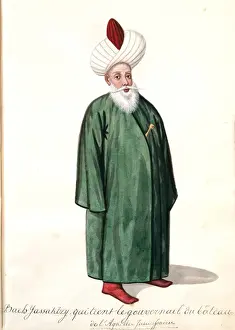 Turkish Art Drucke: Bach yassaktry [bash yasakchi], qui tient le gouvernail (?) au bateau de l aga
