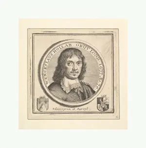 Wenceslaus Hollar Engraving Drucke: Bust Hollar Circular Frame published Vertue Description