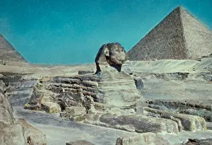 Pyramids Of Egypt Drucke: Cairo pyramids Pyramids Sphinx S. E 1950 Egypt