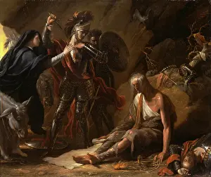 Benjamin West Paintings Drucke: The Cave of Despair Signed and dated in black paint, right center: B