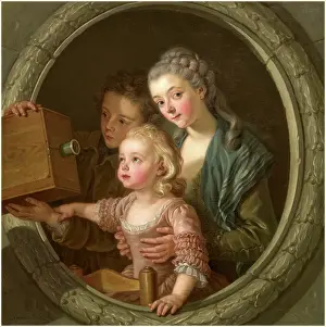 French Baroque Art Gallery Drucke: Charles Amedee Philippe Van Loo, The Camera Obscura, French, 1719-1795, 1764, oil
