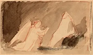 American Watercolor Paintings Drucke: Charles Sprague Pearce, Study for a Panel, American, 1851 - 1914, 1890-1897, brown