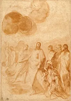 17th Century Italian Art Drucke: Christs Command to St. Peter, Feed My Sheep! ( Pasce Oves Mea